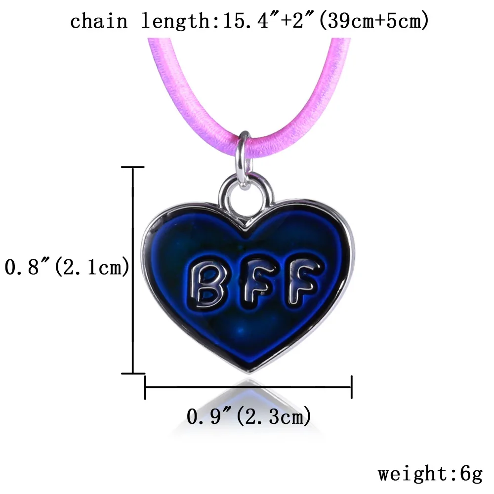 BFF лучший друг навсегда изменение настроения ожерелье с кулоном в форме сердца ювелирное ожерелье эмалированное изменение цвета по температуре