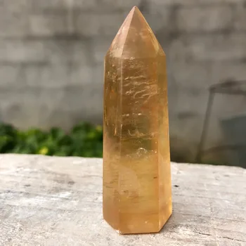 

1 piece Natural Yellow Calcite Stone Crystal Obelisk Quartz Wand calcite stone Point Mineral Specimen reiki Healing