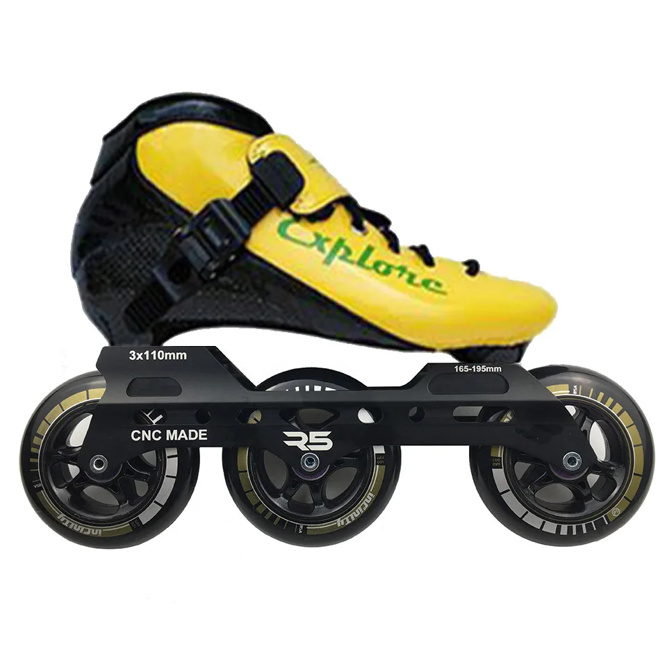 الكربون الألياف الزجاجية مضمنة سرعة التزلج على الجليد للطفل رجل امرأة سباق Patines قطار الشارع الأحذية مع 3*100 3x110 مللي متر عجلات R5 إطار 002