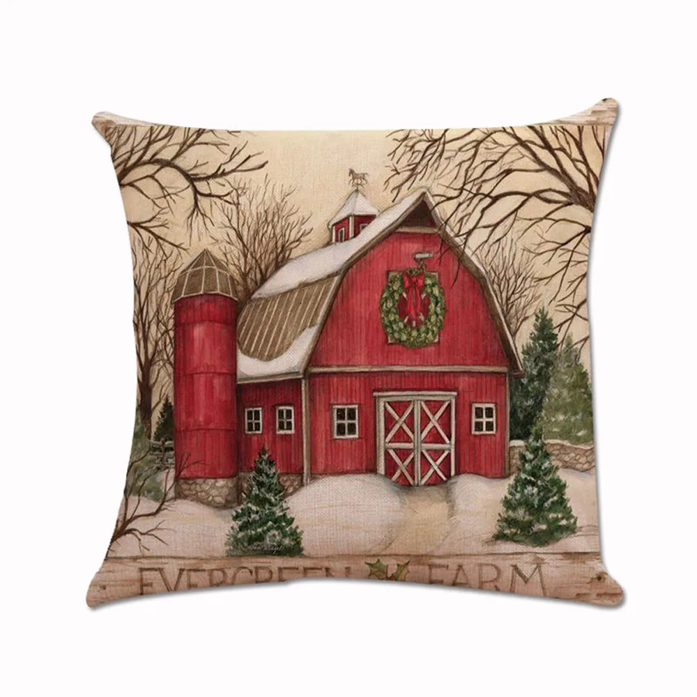 

Pillow Case Cover Square 45cm*45cm Linen Pillow Cases Bedding Christmas Xmas Santa Claus Square Car Home Decor L528