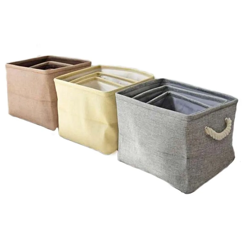 Portable Canvas Storage Baskets Multi Function Handle Stackable Dirty