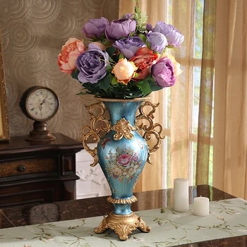 

European style luxury decoration living room decor Home Furnishing resin vase TV cabinet floral arrangement handicrafts