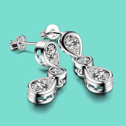 Женские трехслойные серьги подвески Noble lady серебряные сережки из стерлингового