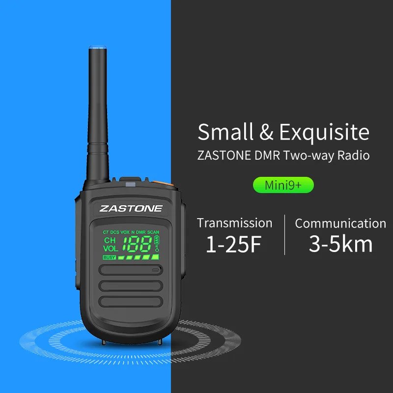 

2PCS DMR Radio Portable Digital Walkie Talkie UHF 400-470MHz Ham Radio Two Way Radio Zastone Mini9 Plus 188CH telsiz Transceiver