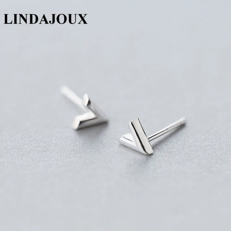 

LINDAJOUX 925 Sterling Silver Polished V Shape Stud Earrings For Women sterling-silver-jewelry Studs Earring