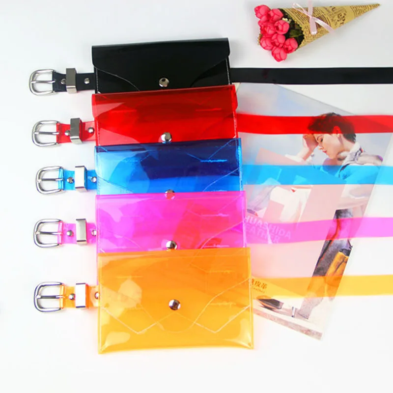 

8PCS / LOT Bags for Women Fanny Pack Female Waist Bag Transparent Belt Bag Candy Colors Pouch All Match Waist Pack