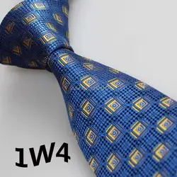 2018 Последние Стилет Роскошные галстук темно-синий/желтый/Темно-синие геометрические квадраты Дизайн галстук Для мужчин и Для мужчин