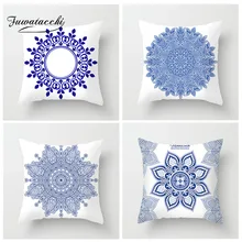 

Fuwatacchi Flower Cushion Cover Blue White Patchwork Pillow Cover Home Decoration Home Sofa Gift Car Throw Pillow Case