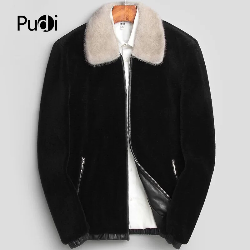 Мужская короткая куртка из 2018 шерсти PUDI MT809 Повседневная Верхняя одежда с