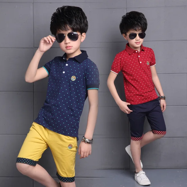 Buy 2017 Brand Baby Boys Polka Dot Suits Short Sleeves