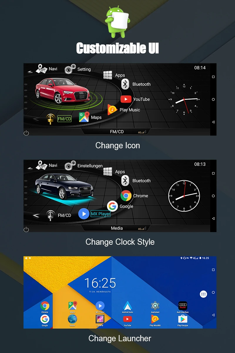 Best Realsun 8.8" Audi A4 B8 Prefacelift Facelift S4 A5 Q5 Concert MMI 3G RAM 32G ROM Octa Core Android 7.0 4G Network GPS Navigation 7