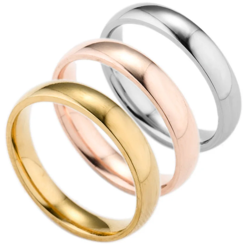 

CAXXBY Brand Silver Stainless Steel 316L Ring for Wedding Ring Simple golden rose gold ring for women