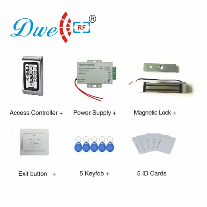 DWE cc rf Система контроля доступа Наборы с магнитный замок двери, Мощность, ключи, Управление доступом Лер, кнопка для Стекло двери - Цвет: access control kit