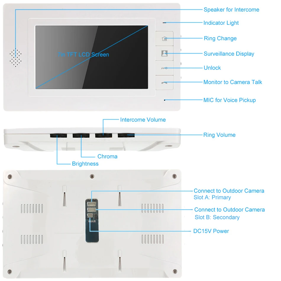 CLOUDRAKER 7 дюймовый дверной Видеозвонок домофон 1x монитор с 1x720 P проводной дверная камера телефон