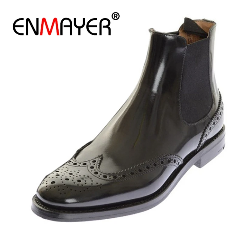 

ENMAYER Woman Lace Up Martens Boots Size 33 - 40 Autumn Winter Cow Leather Slip-on Shoes Genuine Leather Ankle Boots ZYL081