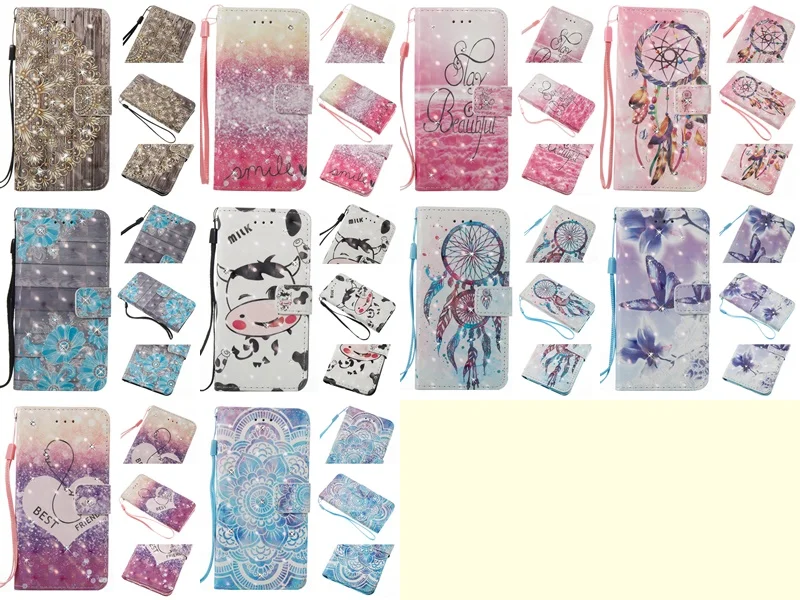 3D алмаз Мандала Цветы колокольчиков коров бабочка кожаный чехол для Samsung Galaxy J3 J5 J7