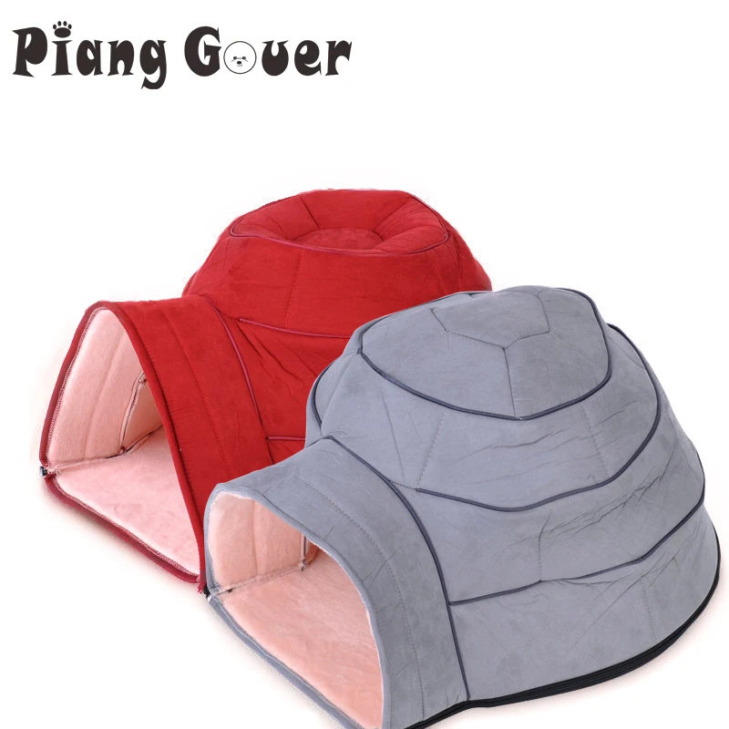 Pet Sleep Kennel Red Little Castle Dog House Snail Shape Soft Warm Cat