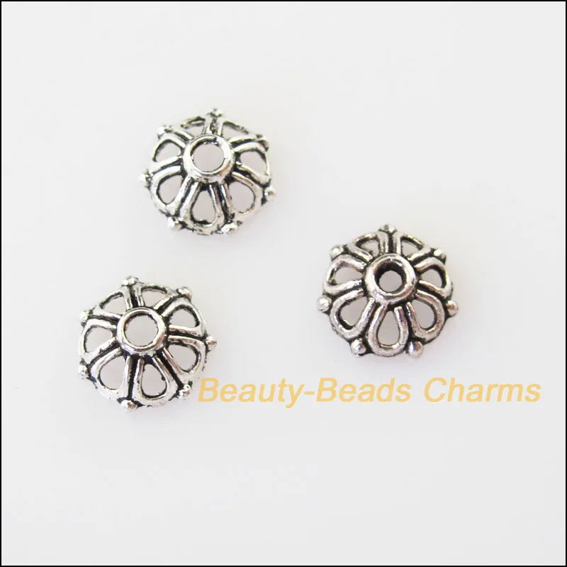 New 180Pcs Tibetan Silver Color Tiny Flower End Bead Caps Connectors 7.5mm | Украшения и аксессуары