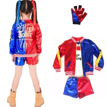 Free shipping New Kids Suicide Squad Cosplay Harley Quinn Costumes Girls Purim Coats Jacket Chamarras De Batman Para Mujer Suit