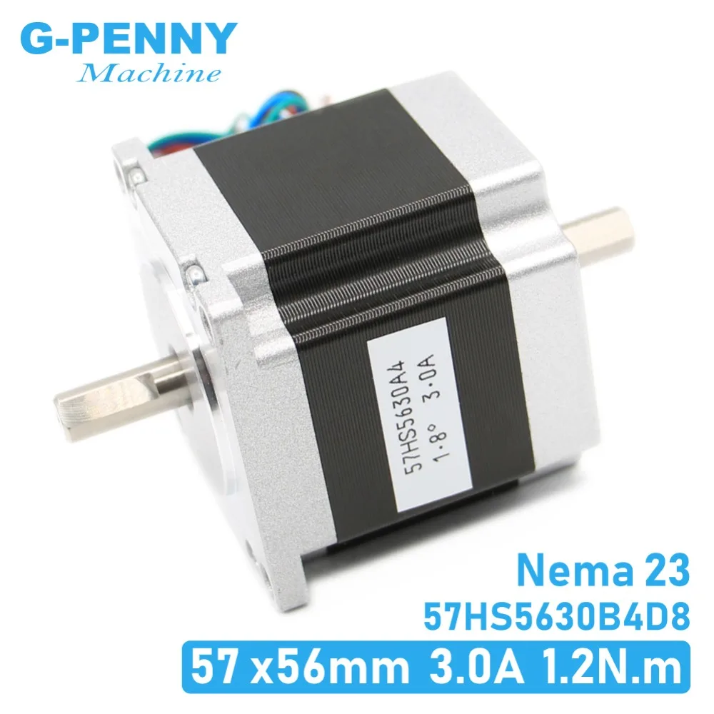 23 Motore passo-passo 57x100mm 2.5Nm Motore passo-passo Nema23 4 fili 357Oz-in albero 8mm 1 pz(Dual Shaft