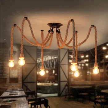 

Smuxi Vintage Retro Industrial Spider Loft Hemp Rope Lights 4 6 8 10 12 Heads Ceiling Lights For Dining Room Bar