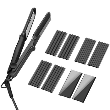 

4 In 1 Hair Curling Irons + Heat-Resistant Glove Ceramic Hair Curling Roller Straightener Corrugated Curl Hair Styling Tool