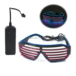 Привлекательный Дизайн Яркий Гибкая EL холодный свет затворные очки Holiday освещения Творческий Led Neon очки Создано АА Батарея
