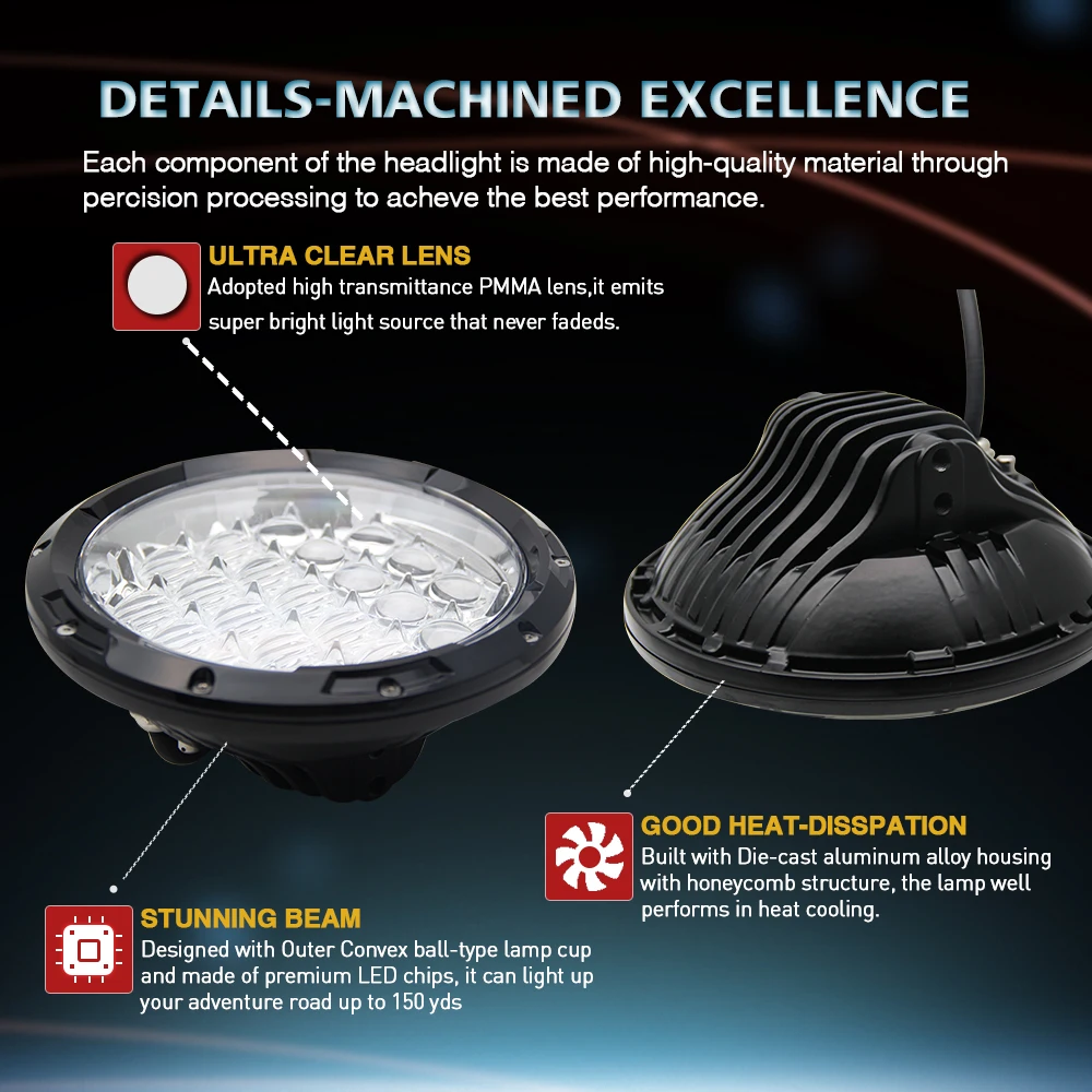 CO LIGHT 5D 7 &quotLED DRL H4 светодиодные фары 105 Вт дюймов дальнего и ближнего света для Lada