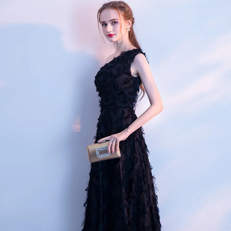 Robe de soiree кружевное черное Длинное Элегантное Вечернее Платье с открытой спиной vestido de festa Формальные платья для выпускного вечера вечерние платья