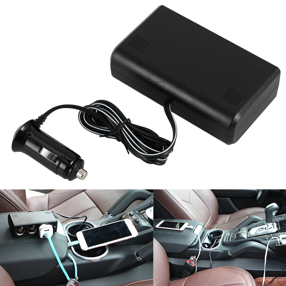 Универсальный 3 способ мульти разъем автомобильного прикуривателя сплиттер usb-разъем, зарядное устройство DC 12 В/24 В адаптер с usb-портом