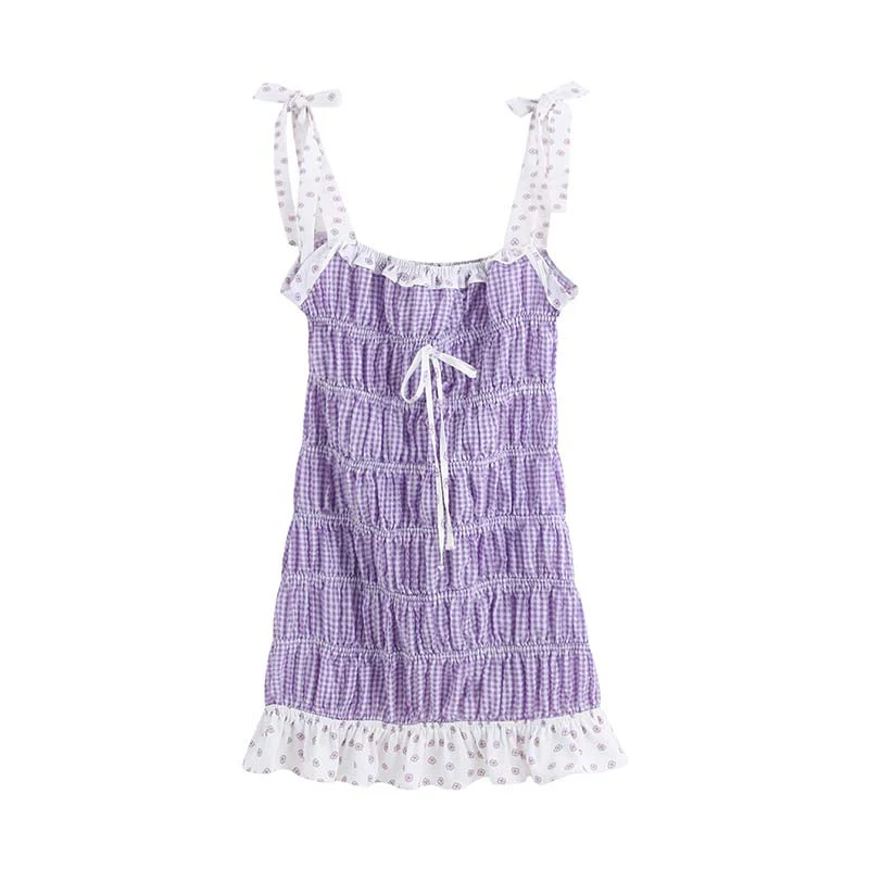 

Vintage Sweet Ruffles Pleated Sheath Mini Dress Women 2019 Fashion Bow Tie Adjustable Straps Stretchy Dresses Vestidos Mujer