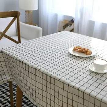 

Japan Style Plaid Table Cloth Modern Rectangular Linen Tablecloth Home Textile Black White Dining Table Cover Tafelkleed ZC010