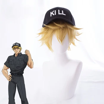 

Hataraku Saibou Cells at Work! Cosplay Wigs Killer T Cell Wig KiraTi Saibo Heat Resistant Synthetic Hair Cosplay Wig + Black Hat
