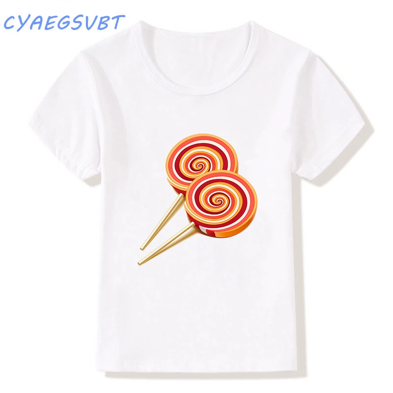 Cyaegsvbt 2018 Новая летняя детская Harajuku одежда Lollipop шаблоны детские топы для мальчиков