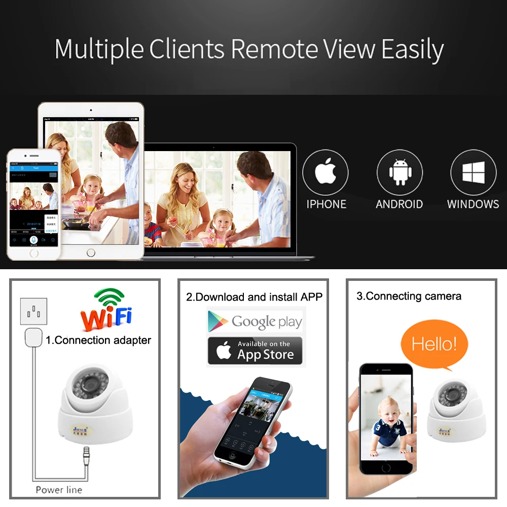  JIENUO Wifi Camera Ip 1080P 960P 720P Cctv Surveillance Video Security Wireless Audio IPCam Indoor  - 33029483755