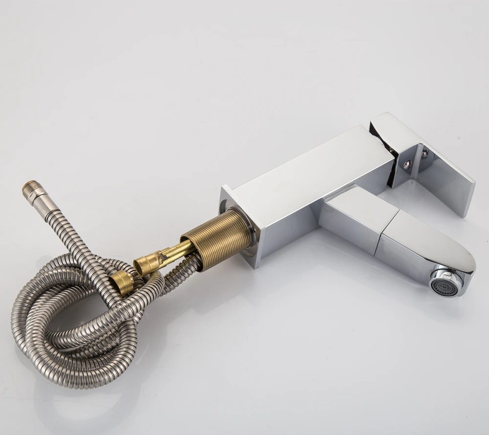 Pull Out Bathroom Faucet Deck Mount Mixer Tap with Hot and Cold Water Single Handle Crane Taps Torneira Banheiro Mci6