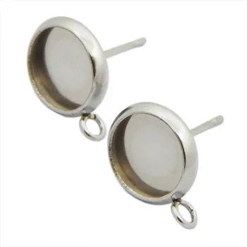 

20pcs Surgical Stainless Steel Blank Earring Base Setting Bezel Tray Fit 8mm Round Earring Cabochon DIY Jewelry Making Materails