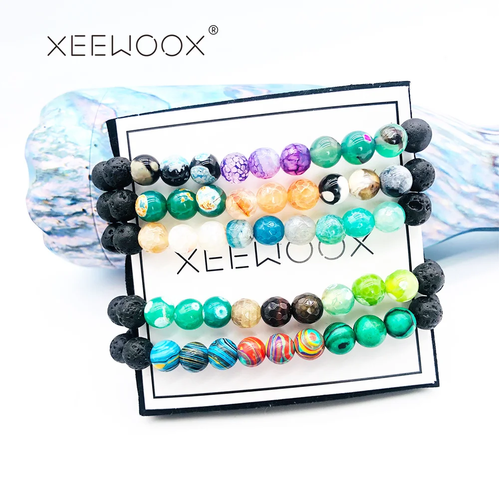 

XEEWOOX New Design High Quality Black Lava Stone Jewelry Sea Sediment Imperial Beads Stretch Energy Yoga Gift Bracelets