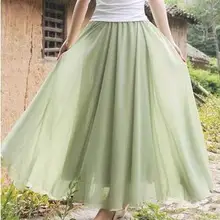Отличное качество 2 слоя шифон большой круг богемский Стиль Повседневная Макси юбка женская модная пляжная длинная юбка