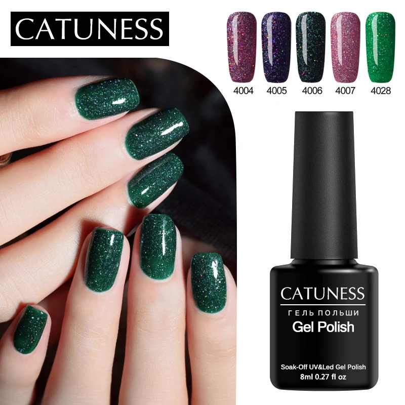 

CATUNESS Polish Lucky Color Gel Polish Nails Art Holographic Top Neon Gel Rainbow Colors Fashion Gel Lacquer Shiny Hot Gels