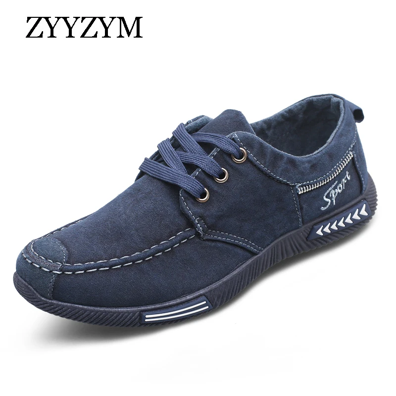 Comprar ZYYZYM zapatos de lona para hombre de mezclilla con cordones Plimsolls transpirables para hombre primavera otoño zapatos casuales hombres talla grande