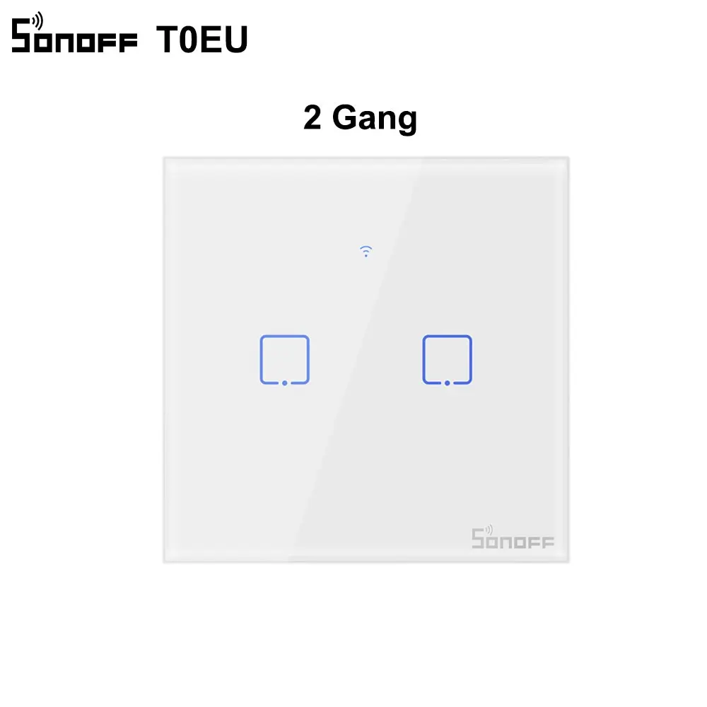 Интеллектуальный выключатель света SONOFF T0 ЕС TX Wi-Fi Сенсорный настенный светильник Беспроводной переключатель умный дом пульт дистанционного управления 1/2/3 голоса/APP пульт дистанционного управления Управление работать с Alexa Google Home - Цвет: 2 gang