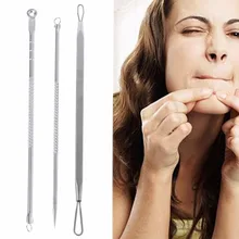 MAANGE 3 шт. двусторонняя для черных точек пятен инструмент для удаления акне и прыщей набор из нержавеющая сталь игла для удаления прыщей 7AB0233