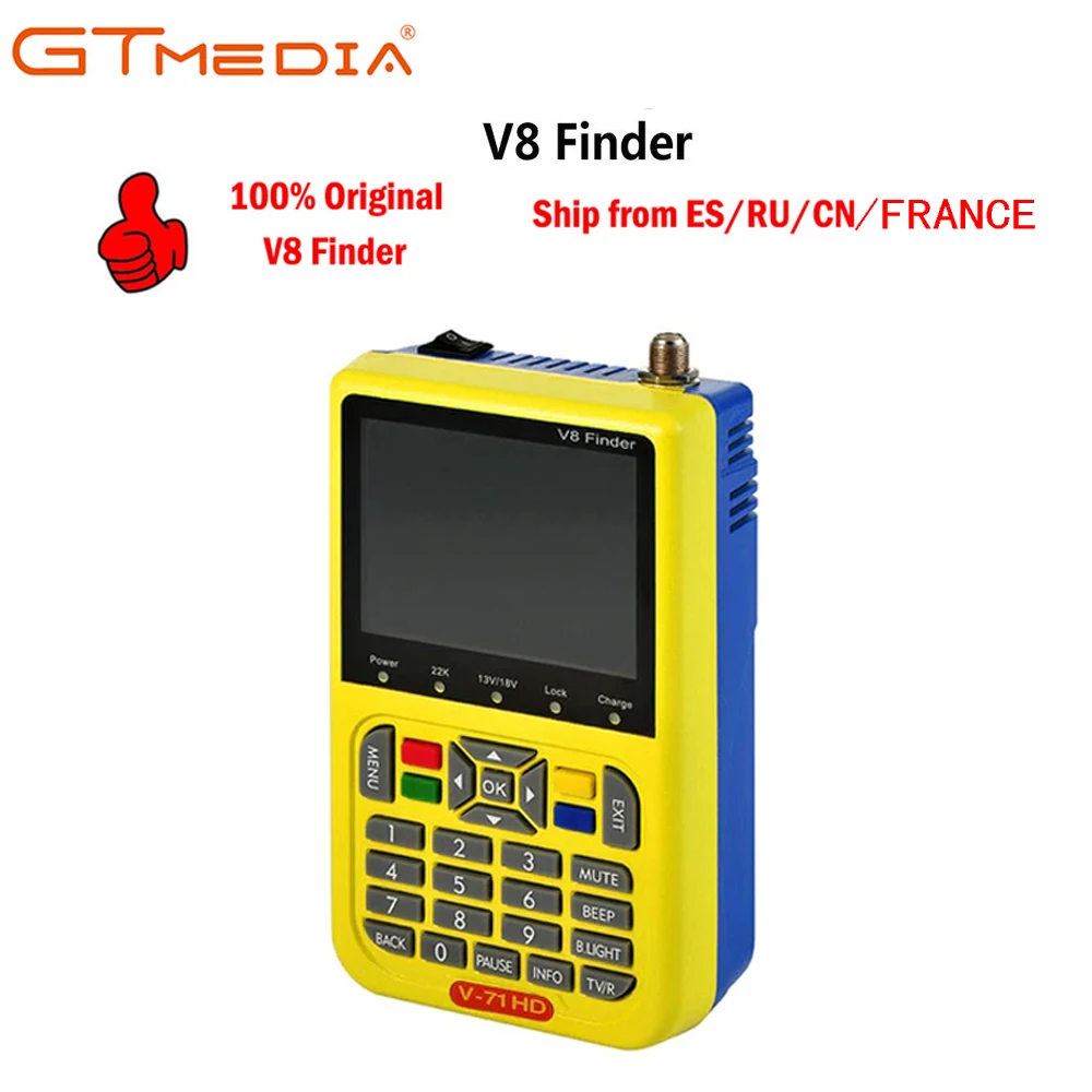 

Freesat DVB-S2 DVB-S V8 Finder FTA Digital Satellite SatFinder Meter HD Satellite Finder Tool TFT LCD Sat Finder lnb Signal Mete