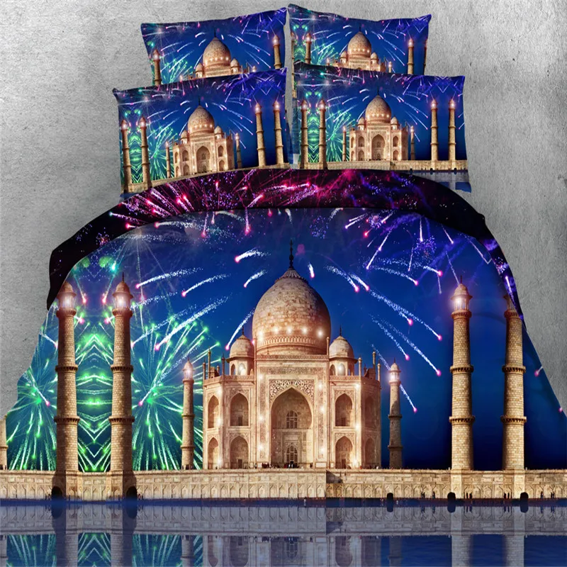 

Free shipping 3D space/fireworks castle 4pcs bedding set balloon lighthouse without filler twin/full/queen/king/super king size