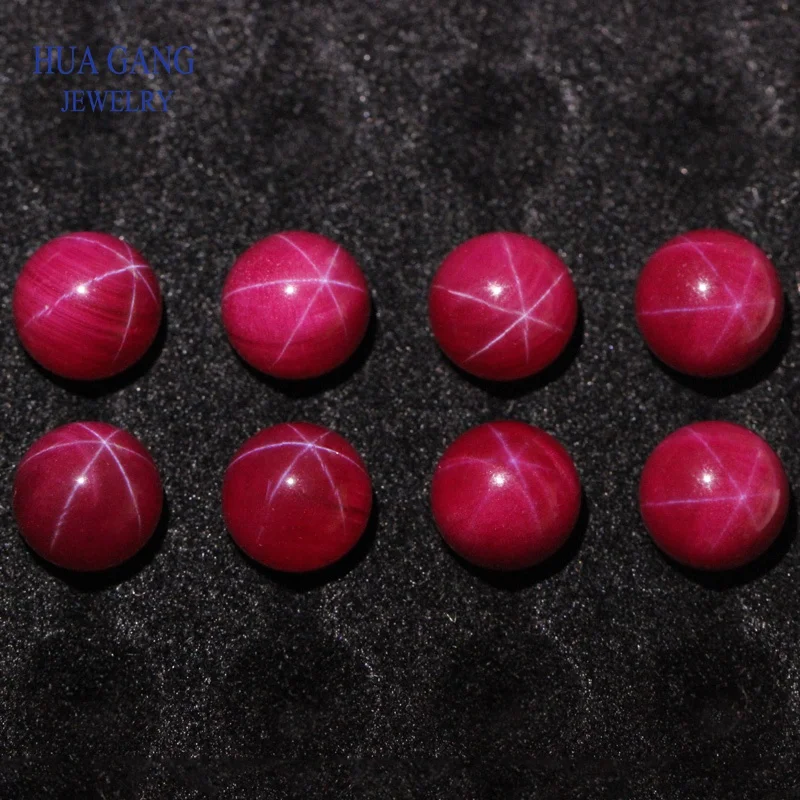 Круглая форма синтетический камень корунда Красной звезды кабошон шариковые бусины для самостоятельного изготовления ювелирных изделий драгоценные камни Размер 6,0 мм 8,0 мм