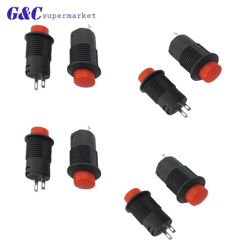 10PCS Momentary SPST NO Red Cap Push Button Switch 1.5A 250VAC AC 125V 3A