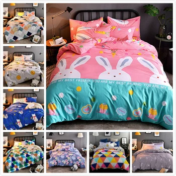 

Cute Rabbit Pattern Duvet Cover 3/4 pcs Bedding Set Sheet Bedspreads Pillowcase Soft Bed Linen Kids Single Full Twin Double Size