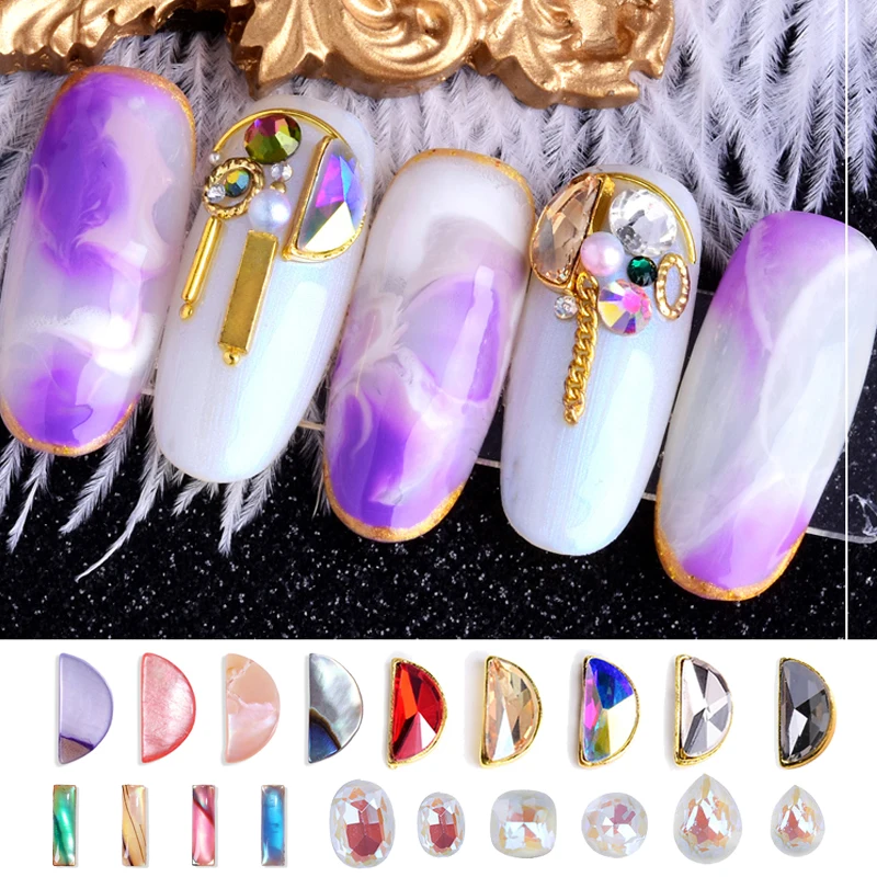 10PCS Irregular Nail Art Rhinestones Colorful Semicircle Crystal Flat Back 3D Nail Jewelry Decorations 1Pc Fluorescence Stone