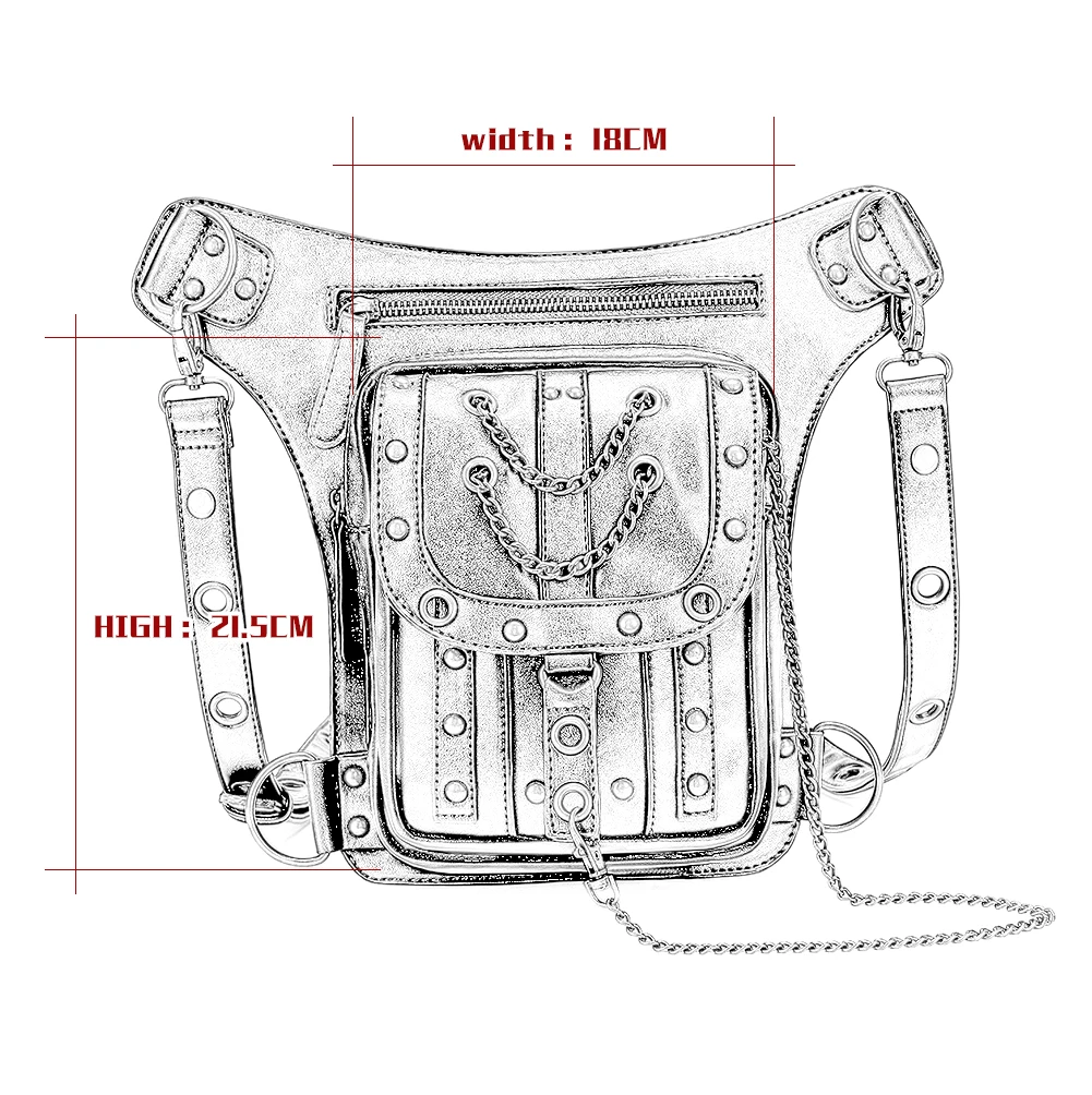 Norbinus панк женская сумка на бедро Готический стимпанк висячий ремень сумки мужские мотоциклетные бедра Фанни пакеты PU сумка через плечо